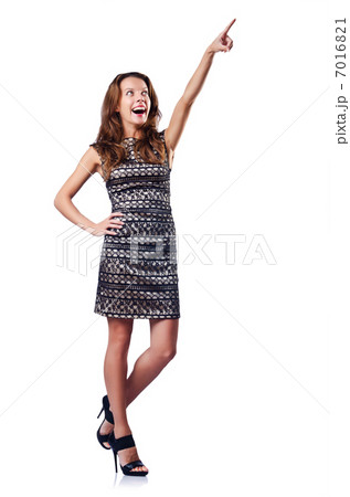 Attractive woman pressing virtual buttons 7016821