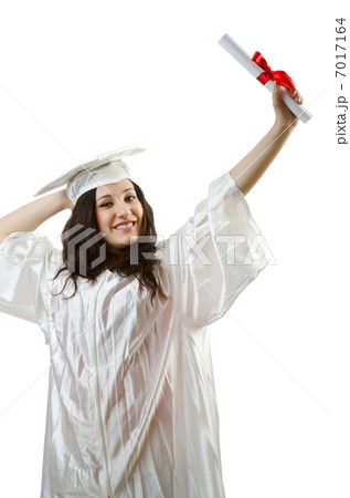 Happy graduate on white background 7017164