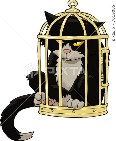 Cat In The Bird Cageのイラスト素材