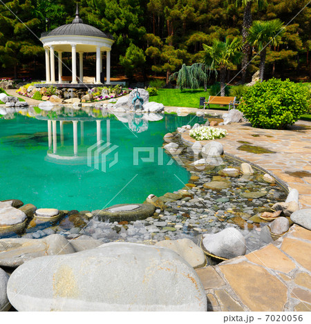 Spring flowers in the Asian japanese garden 7020056