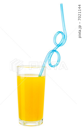 Orange juice with drink straw in glass isolated on white with cl Orange juice with drink straw in glass isolated on white with cl 7021144