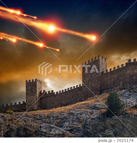 Old fortress, tower under attack 7025174