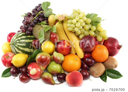 Fresh fruits isolated on a white background. Set of different fr Fresh fruits isolated on a white background. Set of different fr 7026700