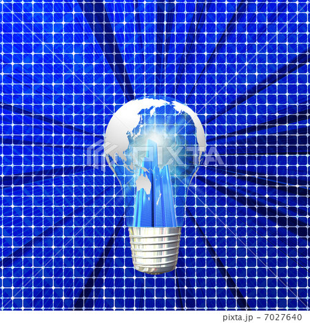 電球の中の都市／ソーラーパネル 7027640