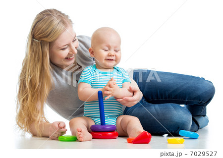 baby boy and mother playing together baby boy and mother playing together 7029527