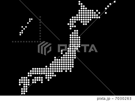 日本地図 白バック ドット のイラスト素材