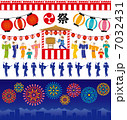 夏祭り　盆踊り　花火大会　広告　イラスト 7032431