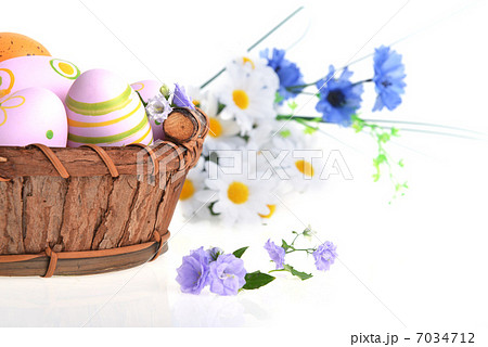 basket of easter eggs basket of easter eggs 7034712