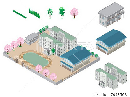 立体建物 学校のイラスト素材