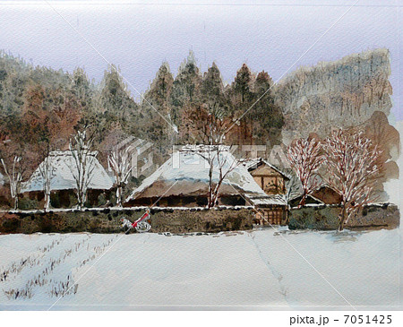京都 嵯峨野 茅葺民家のスケッチ画 京都 嵯峨野 茅葺民家のスケッチ画 7051425