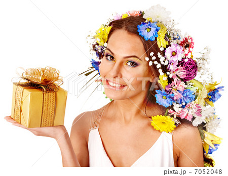 Close up make up with flower. Close up make up with flower. 7052048