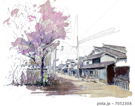 伝統的建造物群保存地区、丹波篠山の商家町、桜と調和した日本の街並み