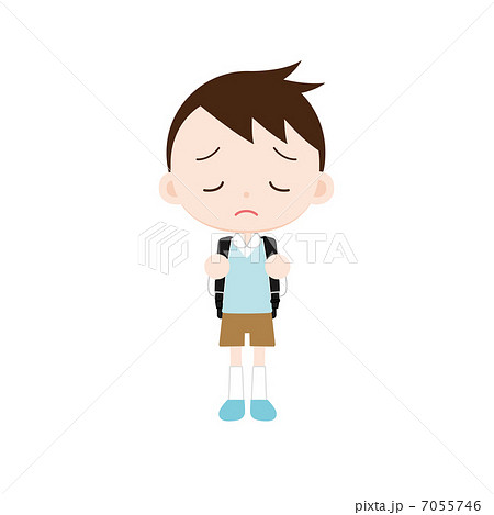 ランドセルを背負った小学生の男の子　落ち込む 7055746