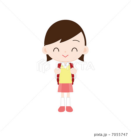 ランドセルを背負った小学生の女の子　笑顔 7055747