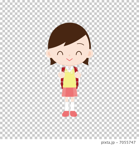 ランドセルを背負った小学生の女の子　笑顔 7055747