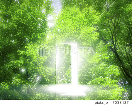 光が射し込むドアのイラスト素材