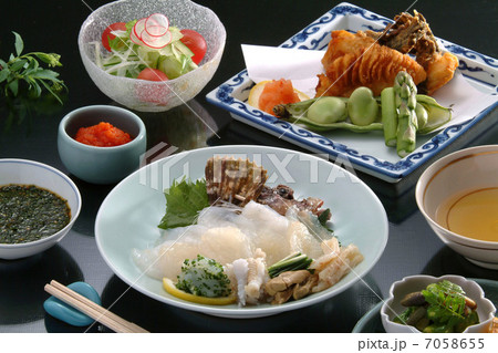 日本食 料亭 刺身 おこぜ オコゼ料理 高級料理 高級魚 の写真素材
