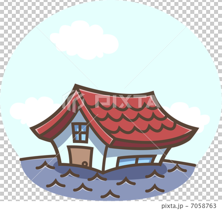 洪水！浸水する家 7058763