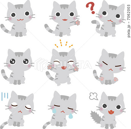 いろいろなポーズの猫のイラスト素材