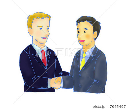 外国人と握手するビジネスマンのイラスト素材