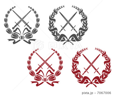 Laurel wreathes with weapon elements Laurel wreathes with weapon elements 7067006