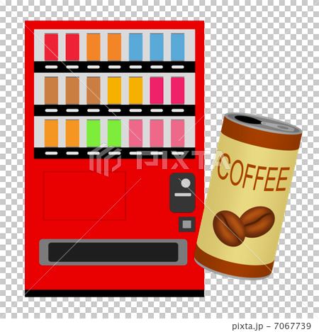 自動販売機で缶コーヒー購入のイラスト素材