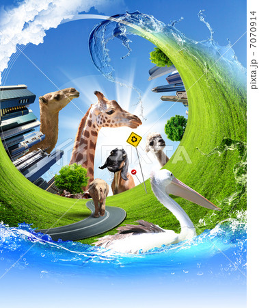 Green world with different animals collage Green world with different animals collage 7070914