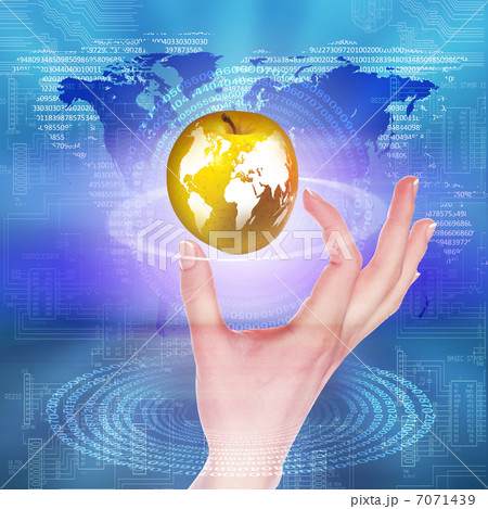 hands holding apple representing earth hands holding apple representing earth 7071439