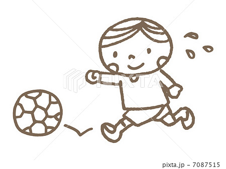 サッカーをする男の子のイラスト素材