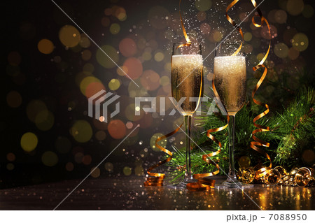 Glasses of champagne at new year party 7088950