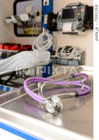Stethoscope inside of an empty EMS car Stethoscope inside of an empty EMS car 7095268