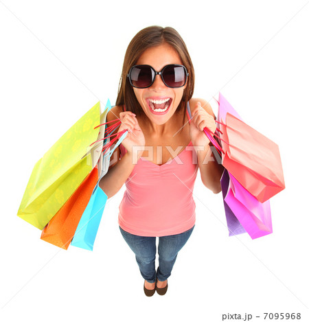 Shopping girl screaming of joy 7095968