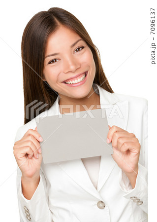 Vivacious Asian woman with grey card 7096137