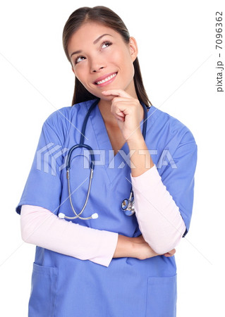 Thinking nurse isolated 7096362