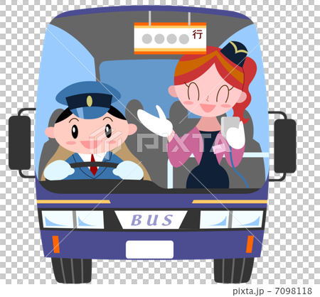 stock illustration: bus tour, chauffeur, driver