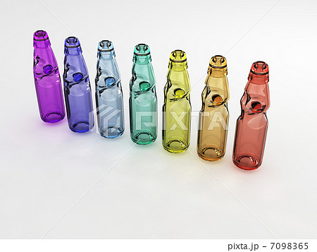 七色のラムネ瓶のイラスト素材