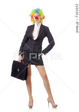 Woman clown in business suit 7101052