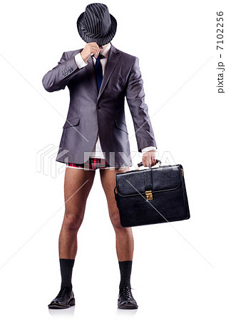 Nude businessman with briefcase on white Nude businessman with briefcase on white 7102256