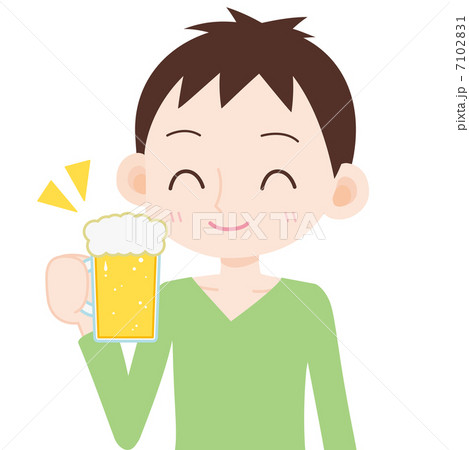 男性 上半身 ビールを飲むのイラスト素材