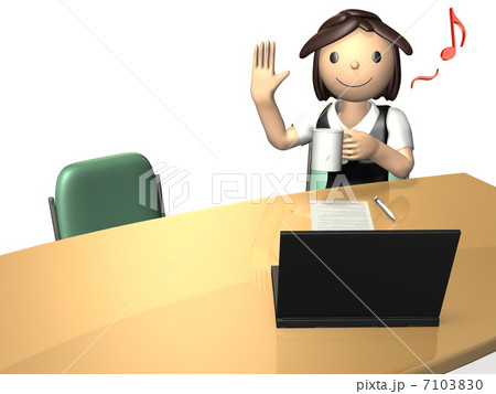 コーヒーブレイクを描いた3Dレンダリング画像 7103830