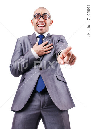 Nerd funny businessman on white 7106891