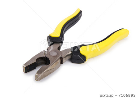 Yellow pliers isolated on the white 7106995