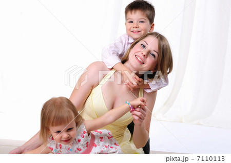 Mom, her son and her little daughter 7110113