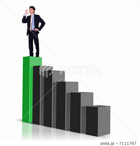 Businessman on Top of financial charts Businessman on Top of financial charts 7111767