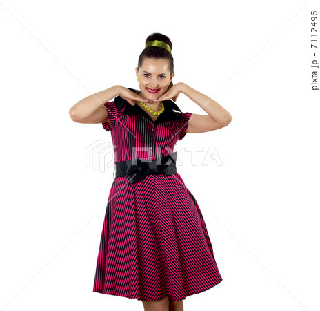 young woman in bright colour dress young woman in bright colour dress 7112496