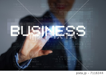 Business woman touching display Business woman touching display 7116344