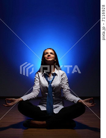 Business woman meditating Business woman meditating 7116928