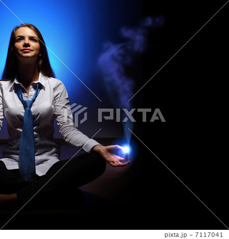 Business woman meditating Business woman meditating 7117041