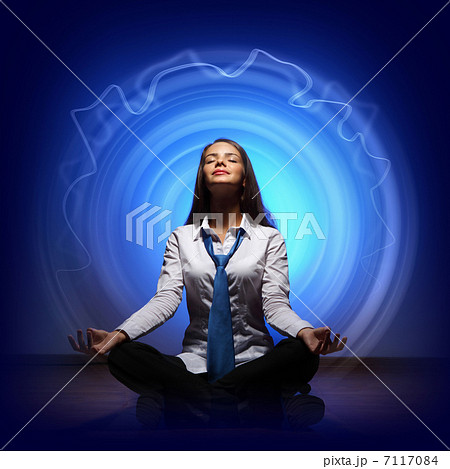 Business woman meditating Business woman meditating 7117084