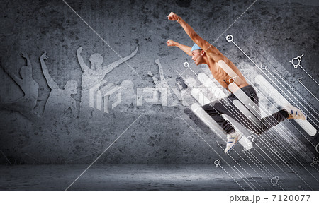 young man dancing hip hop with color lines 7120077